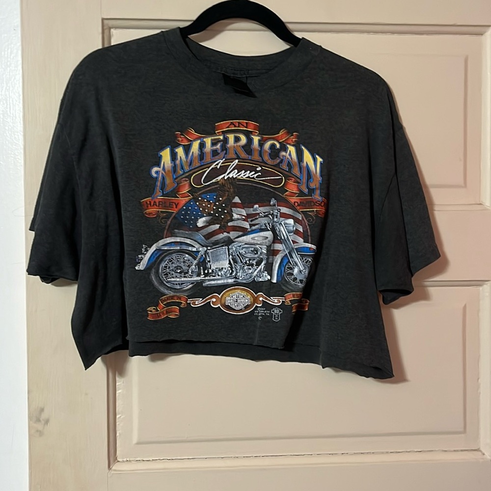 old cropped, harley davidson tee